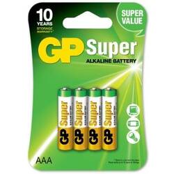 GP Super Alkaline Batteripakke AAA LR03 1,5V - 4 stk.