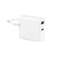 Puro Fast Wall Charger Pd 1usb-a + 1usb-c 30w, White - Oplader