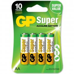 GP Super Alkaline Batteripakke AA LR6 1,5V - 4 stk.