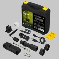 Armytek Dobermann Extended Set / Fully Equipped Set For Tactical Tasks:Flashlight, 18650 Li-ion Battery, Charger, Magnetic Mount, Remote Switch, Two Color Filters - Lommelygte