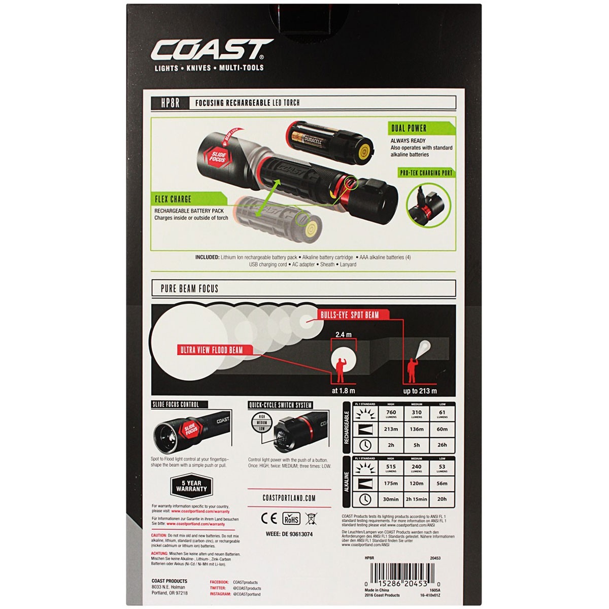 coast hp8r 760 lm rechargeable focusing led flashlight Watch Lumen Pure Beam with Slide Focus and Flex Charge on Amazon Live There are penlights COAST HP8R genopladelige håndlygte, med
